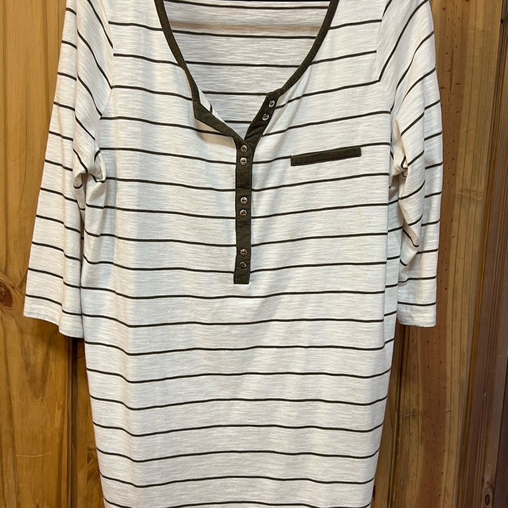 Striped Women's Top with Button Detail
